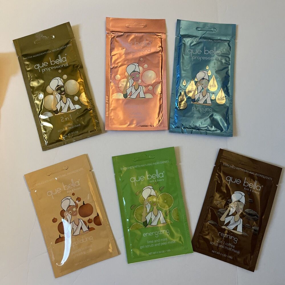 Que Bella Face Mask Gift Set Brightening Cruelty Free - Pack of 6